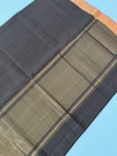 Handwoven Mangalgiri Cotton Saree | Brown | Gold Zari | Handwoven | Ships from California